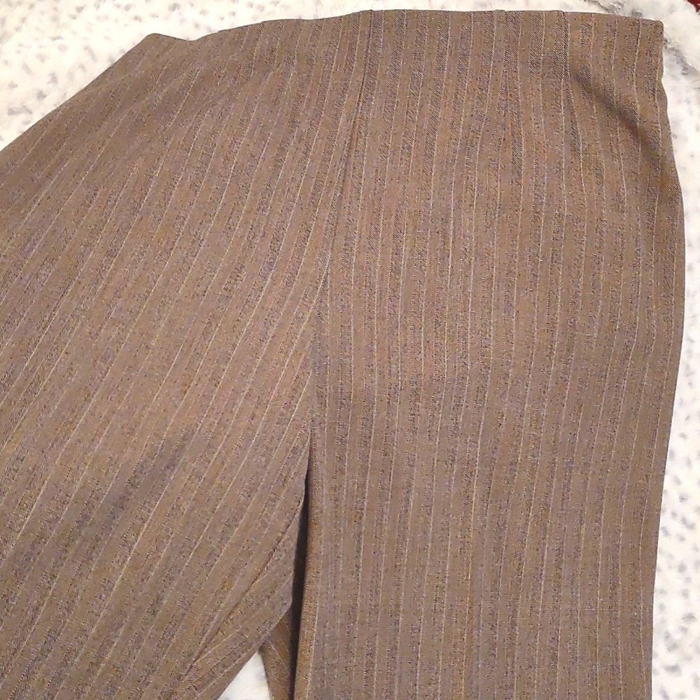 JM Collection Ladies Brown/Tan Pinstripe Pants